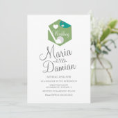 Hochzeit von Golf Sports Grass Einladung (Stehend Vorderseite)