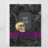 Hochzeit von Gothic Skull und Black Damask Einladung (Rückseite)