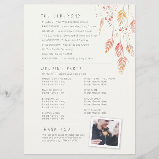 Hochzeit von Grasbeeren Programm (Rückseite)