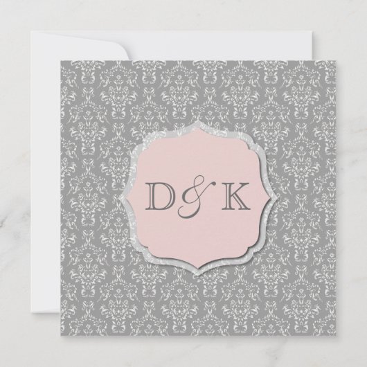 Hochzeit von Grau und Pfirsich Einladung (Rückseite)