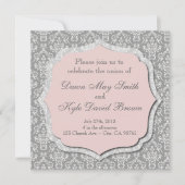 Hochzeit von Grau und Pfirsich Einladung (Vorderseite)