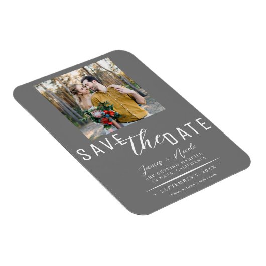 Hochzeit von grauem und weißem Foto Magnet (Rechte Seite)