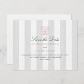 Hochzeit von grauen Streifen und Peach Damask Save Save The Date (Vorne/Hinten)