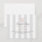Hochzeit von grauen Streifen und Peach Damask Save The Date (Vorne/Hinten)