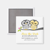 Hochzeit von grauen und gelben Owls Magnet (Vorderseite/Rückseite)