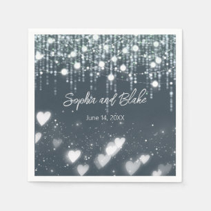 Hochzeit von grauen und weißen Lichtern Serviette