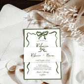 Hochzeit von "Green Hand Drawn Bow Ribbon" Einladungsbanderole