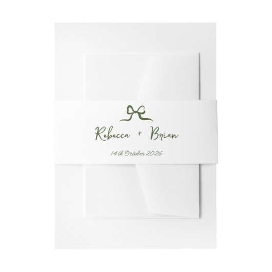 Hochzeit von "Green Hand Drawn Bow Ribbon" Einladungsbanderole (Vorderseite Beispiel)