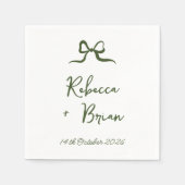 Hochzeit von "Green Hand Drawn Bow Ribbon" Serviette (Vorderseite)