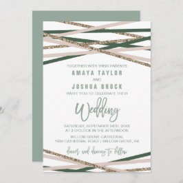 Hochzeit von Green und Blush Streamers Einladung