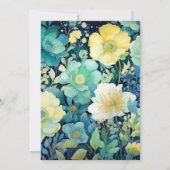 Hochzeit von Grün, Marine, Blautönen und Gold-Blum Einladung (Rückseite)