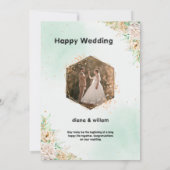 Hochzeit von Grün und Gold Einladung (Rückseite)