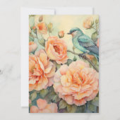 Hochzeit von Grün und Pfirsichblumen Einladung (Rückseite)