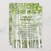 Hochzeit von Grün- und Weißholz Einladung (Vorne/Hinten)