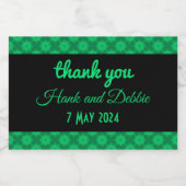 Hochzeit von grünem Damast Schaumweinetikett (Einzelnes Label)