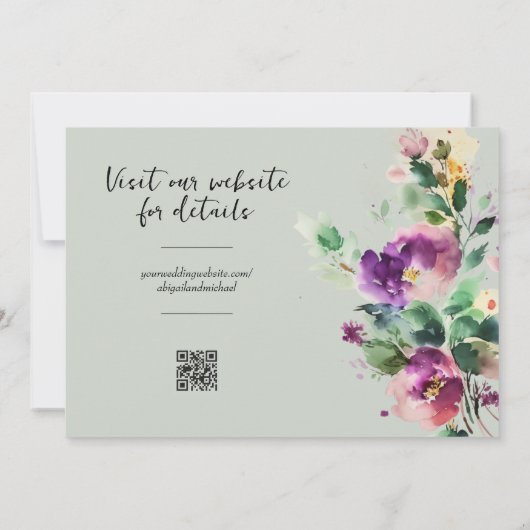 Hochzeit von grüner Blüte Save The Date (Rückseite)