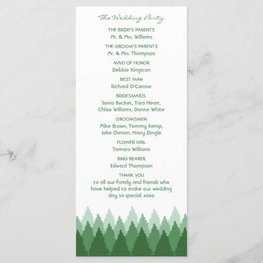 Hochzeit von Grünwald Programm (Rückseite)