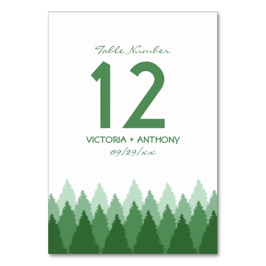 Hochzeit von Grünwald Tischnummer (Vorderseite)