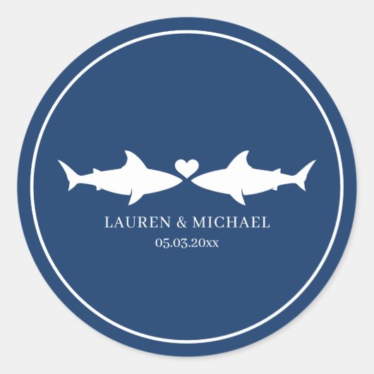 Hochzeit von Haifischen mit den Namen Oval Sticker (Vorderseite)