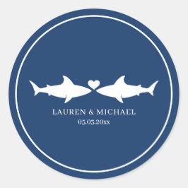 Hochzeit von Haifischen mit den Namen Oval Sticker