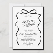 Hochzeit von Hand Drawn Bow Ribbon Sketch Einladung (Vorderseite)