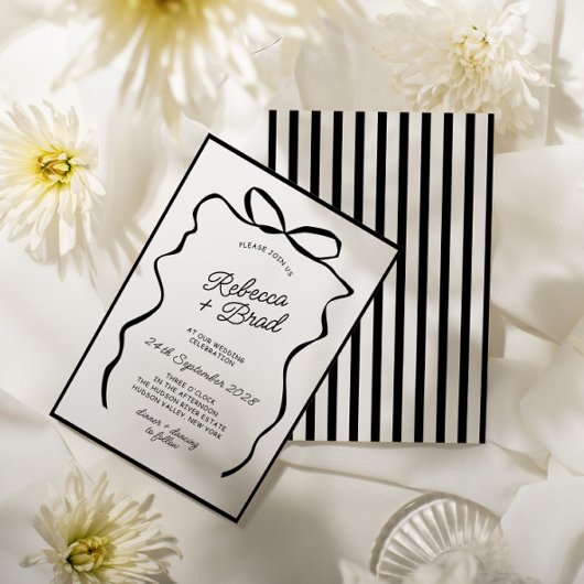 Hochzeit von Hand Drawn Bow Ribbon Sketch Einladung