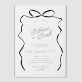 Hochzeit von Hand Drawn Bow Ribbon Sketch Pergament Einladungen (Vorderseite)