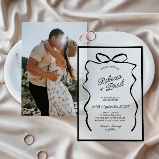 Hochzeit von Hand Drawn Bow Ribbon Sketch Pergament Einladungen