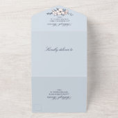 Hochzeit von Hand gezogener Blush & Navy-Blume All In One Einladung (Außenbereich)