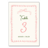 Hochzeit von Hand Rosa und Grün Französisch Tischnummer (Rückseite)