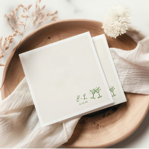 Hochzeit von handgezeichneten grünen Initialen Serviette