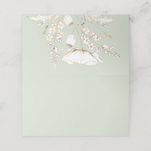 Hochzeit von handgezogenen Wildblumen Platzkarte (Außenseite Aufgefaltet)