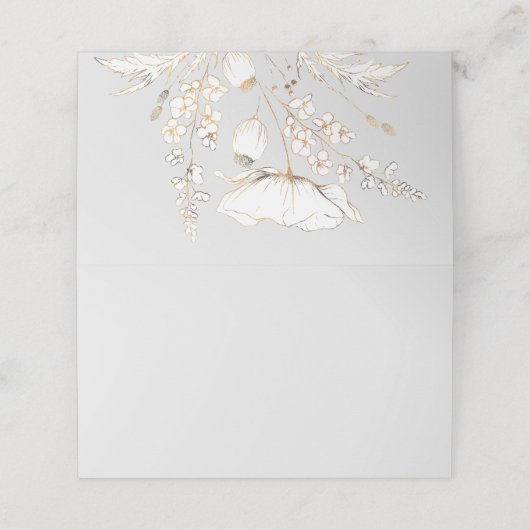 Hochzeit von handgezogenen Wildblumen Platzkarte (Außenseite Aufgefaltet)