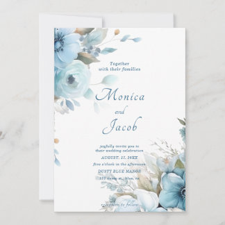 Hochzeit von hellblauen Blumen Einladung