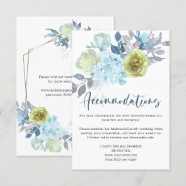 Hochzeit von hellblaugelben grünen Blumen Begleitkarte