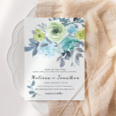 Hochzeit von hellblaugelben grünen Blumen Einladung
