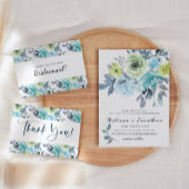 Hochzeit von hellblaugelben grünen Blumen Einladung