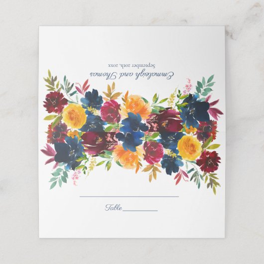 Hochzeit von hellen Wasserfarben Platzkarte (Außenseite Aufgefaltet)