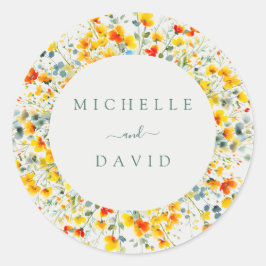 Hochzeit von hellen Wasserfarben Runder Aufkleber