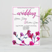 Hochzeit von hellrosa, floralfarbenem Wasser Einladung (Stehend Vorderseite)