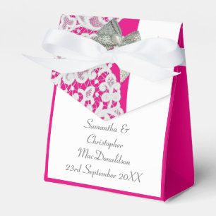 Hochzeit von hellrosa und weißem Damast Geschenkschachtel