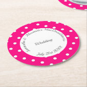 Hochzeit von hellrosa und weißem Punkt Runder Pappuntersetzer (Angewinkelt)