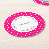Hochzeit von hellrosa und weißem Punkt Runder Pappuntersetzer (Angewinkelt)
