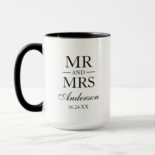 Hochzeit von Herrn und Frau Large Tasse BW (Links)