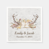 Hochzeit von Hirschantlern auf Birch Serviette (Vorderseite)