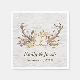 Hochzeit von Hirschantlern auf Birch Serviette