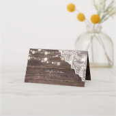 Hochzeit von Holz, Spitzen und Lichtern Platzkarte (Rückseite)