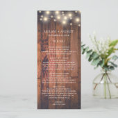 Hochzeit von Holzsaitenlicht Menükarte (Stehend Vorderseite)