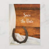 Hochzeit von Horseshoe und Satin-Western speichern Ankündigungspostkarte (Vorderseite)