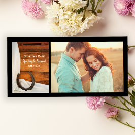 Hochzeit von Horseshoe und Satin-Western speichern Save The Date